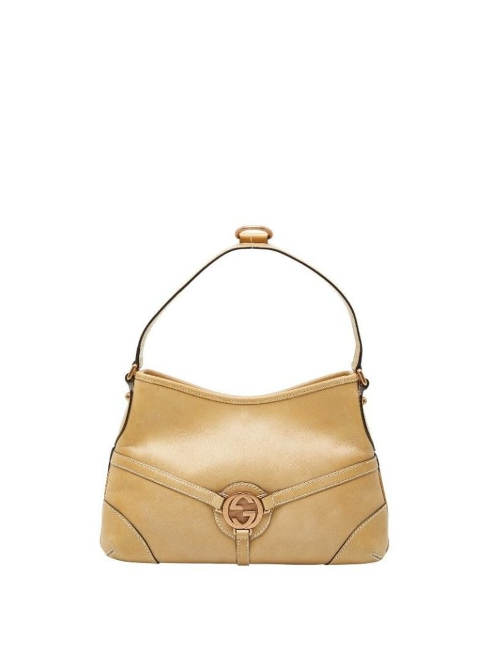 Gucci Interlocking G One Shoulder Bag Beige Leather